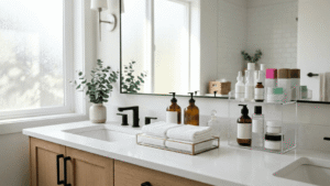 24 Simple Bathroom Counter Storage Ideas for a Clutter-Free Vanity